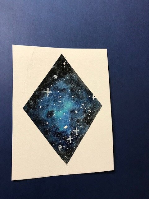 day 4 online card class simply watercolor - starry night