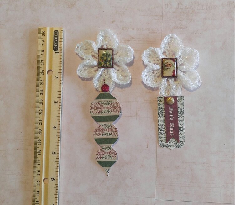 Hand Crochet Flower Ornaments Gift Toppers Pic 2