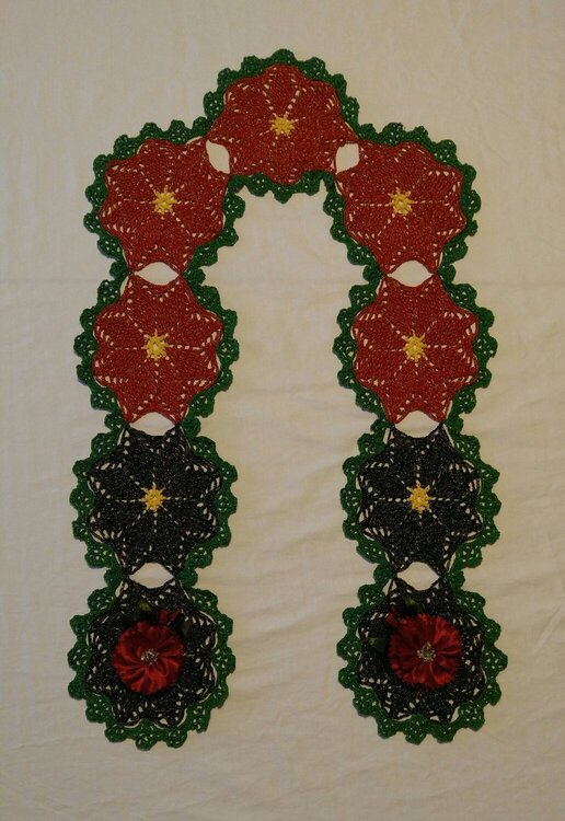 Crochet Scarf with Prima Midnight Garden Satin Flowers
