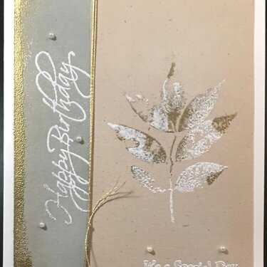 Gold and White Leaf Birthday Card