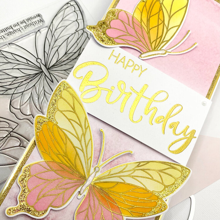 Pinkfrink Butterfly Birthday Card