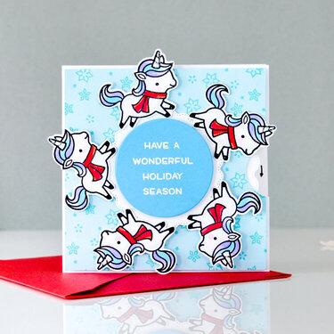 Winter unicorn Christmas card