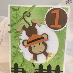 Elizabeth Craft Designs Monkey 1st birthday card