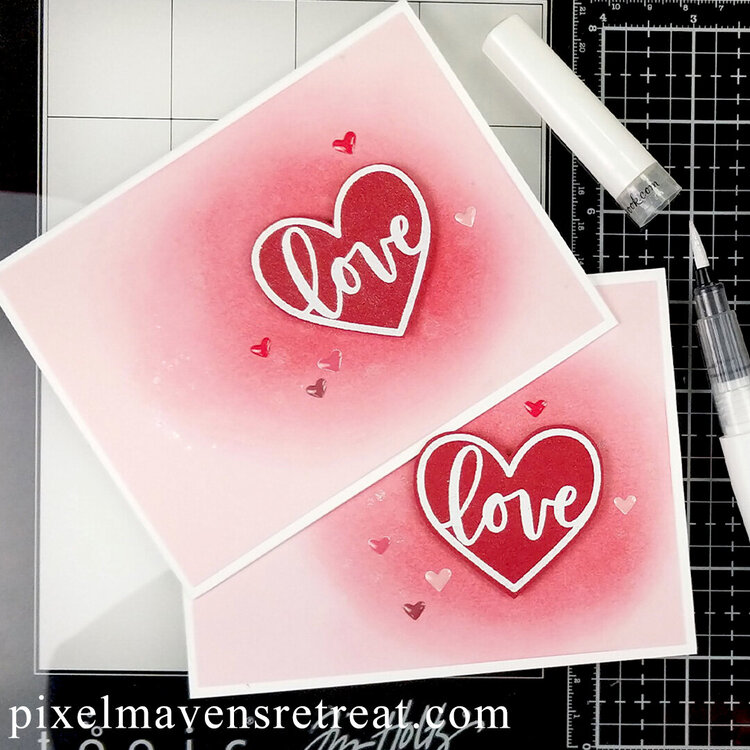 Simple &amp; Shimmery Love Card | Scrapbook.com XOXO and Glitter Brush
