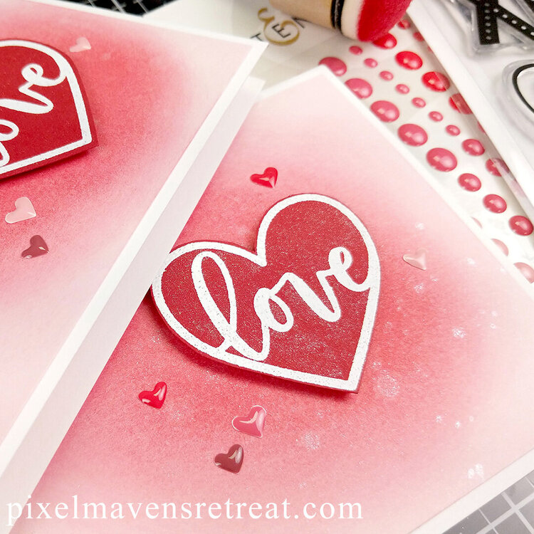 Simple &amp; Shimmery Love Card | Scrapbook.com XOXO and Glitter Brush