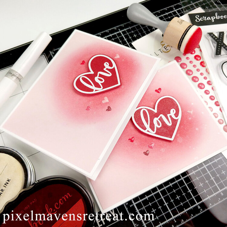 Simple &amp; Shimmery Love Card | Scrapbook.com XOXO and Glitter Brush