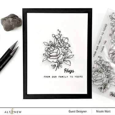 Graphite Shaded Rose Card