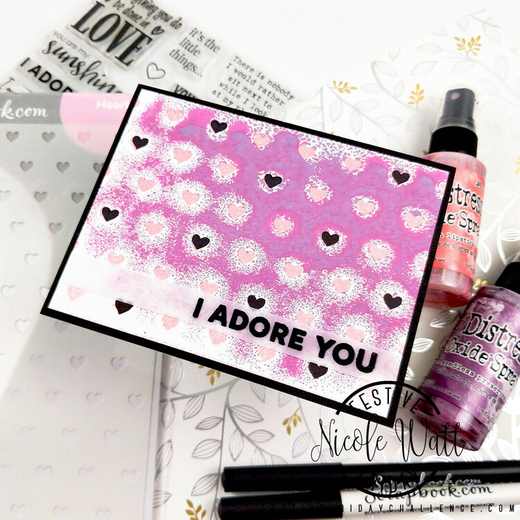 I Adore You stenciled card