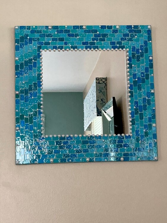 Faux mosaic tile mirrors