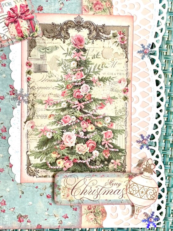 Stamperia Pink Christmas Card made for Dawna for the Secret Santa Gift Exchange