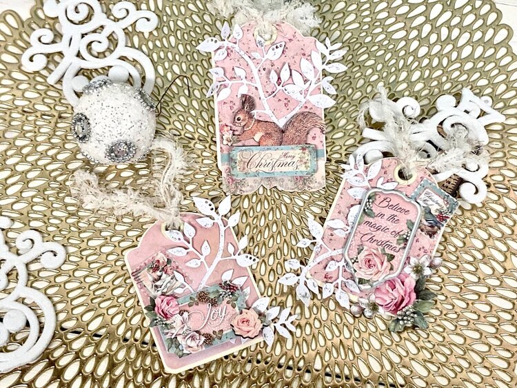 Stamperia Pink Christmas gift tags for Dawna&#039;s Secret Santa packages