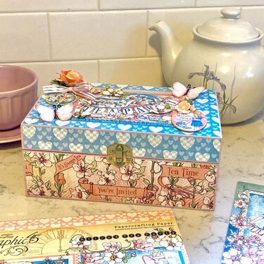 Tea Box Decorated with Graphic 45 Alice's Tea Party
