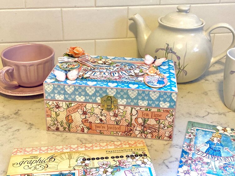 Tea Box Decorated with Graphic 45 Alice&#039;s Tea Party