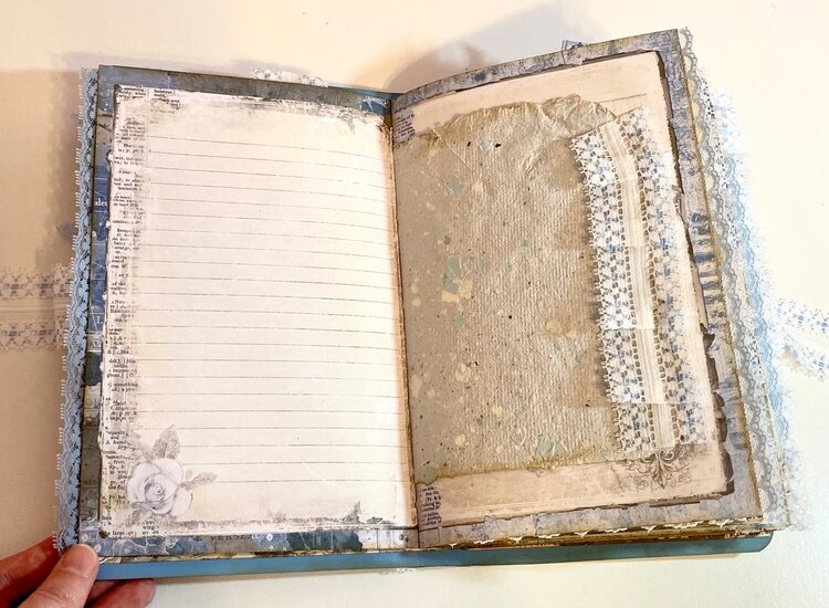 Handmade Blue Floral and Lace Journal