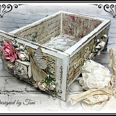 Altered Sewing Machine Drawer to hold laces *Reneabouquets Design Team Project