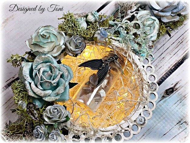 Altered Paintbrush with Lighted Shadow Box *Reneabouquets