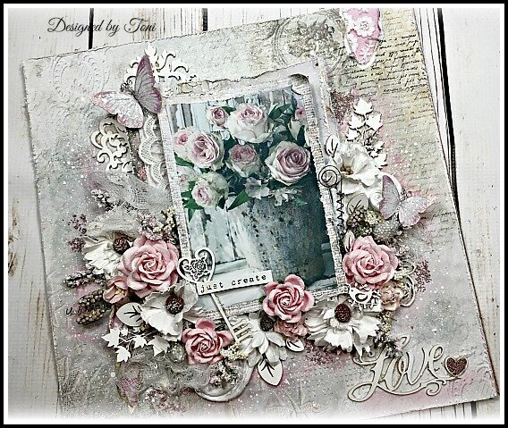 &quot;Love&quot; Shabby Chic Mixed Media Layout