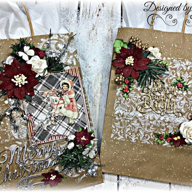 Mixed Media Christmas Gift Bags *Reneabouquets
