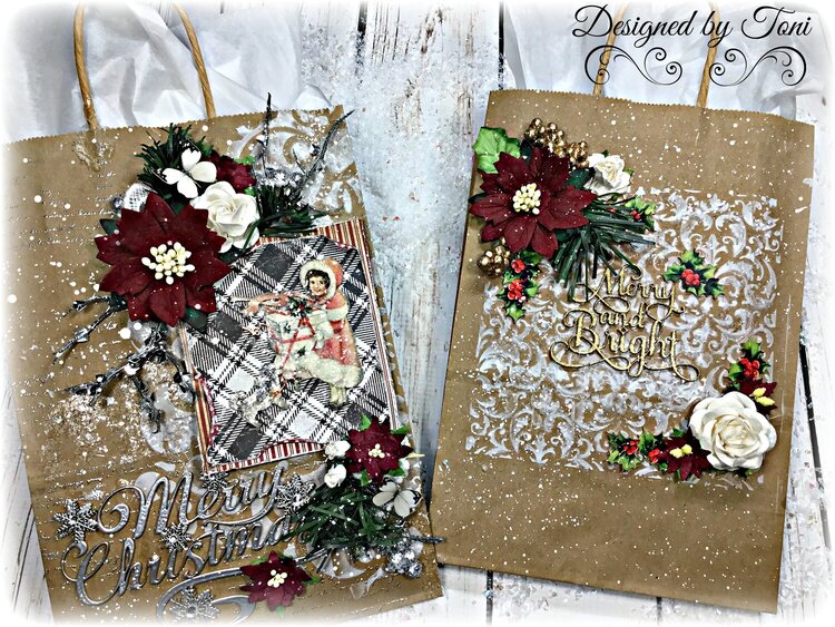 Mixed Media Christmas Gift Bags *Reneabouquets
