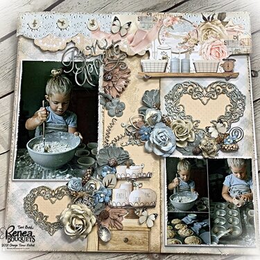 "Bon Appetit" Mixed Media Layout for Reneabouquets