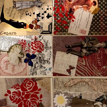 6 collage/ mixed media cards