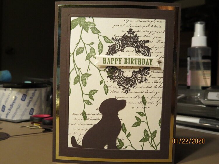 Vintage Look Frame Birthday Card with Dog