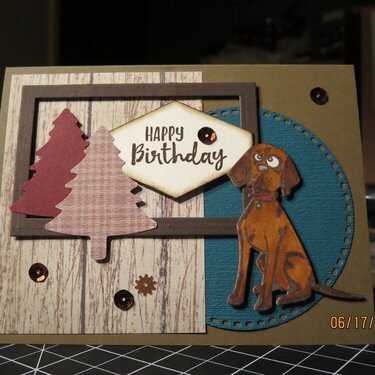 Masculine Dog Lovers Birthday Card with Scraps and Frame