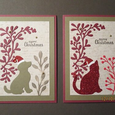 Dog and Cat Simple Christmas Cards