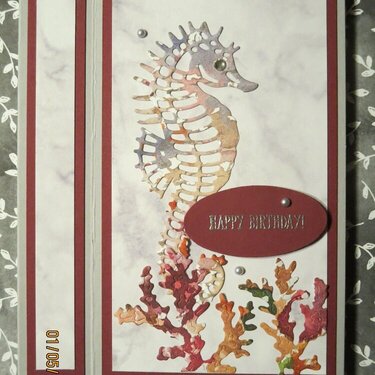 2022 Card #1 - Seahorse Portrait Bookbinding Birthday Card