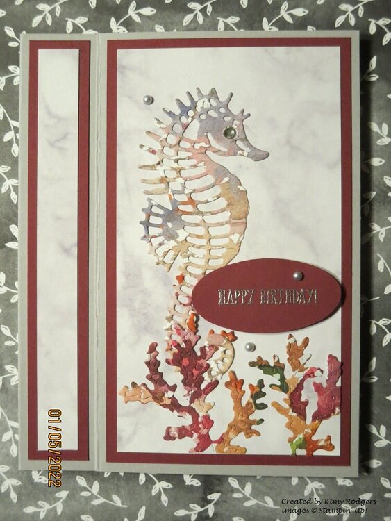 2022 Card #1 - Seahorse Portrait Bookbinding Birthday Card