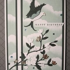 2022 Card #4 - Swallows Portrait Bookbinding Style Birthday Card