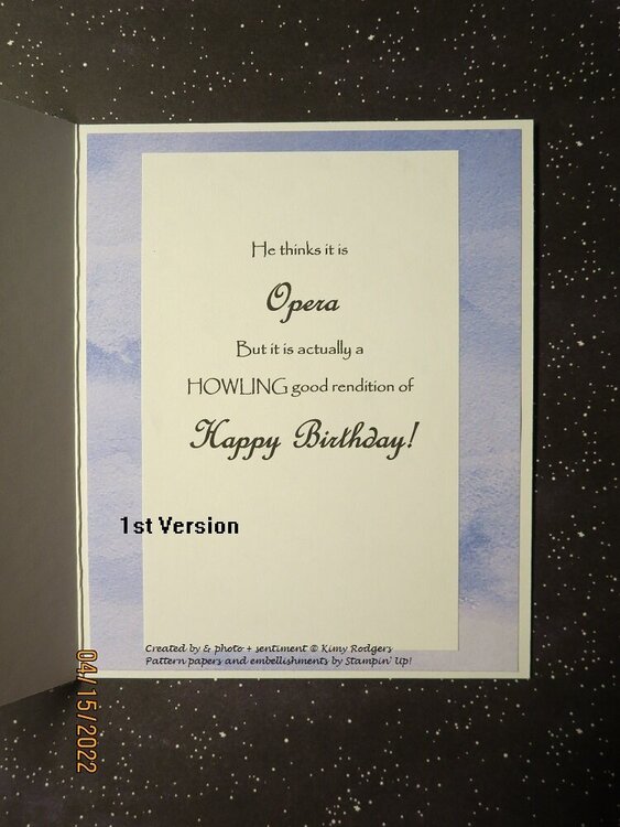 2022 Card #20 (Technically) - Opera Dog Birthday Card Redux