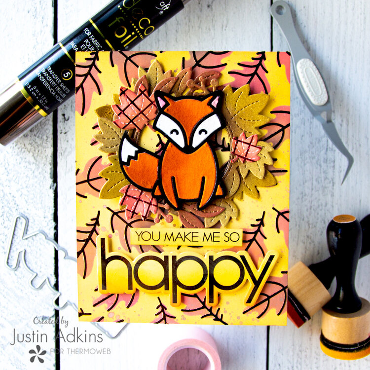 You make me so happy- Flocked Fox Card