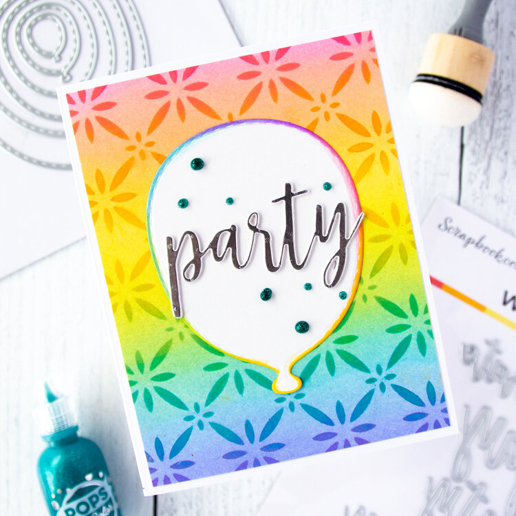 Rainbow Party Balloon Card