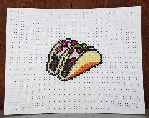 Taco Cross Stitch on Paper