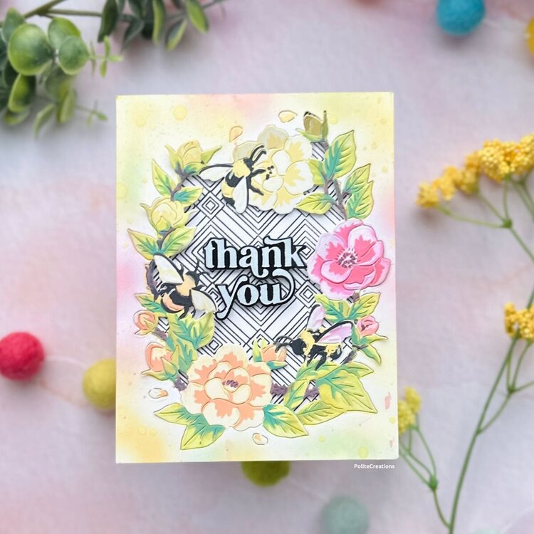 Thank You Bee Floral Card