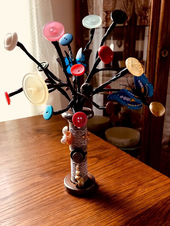 Button Tree with old spool as base