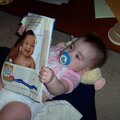 Emily reading the baby mag