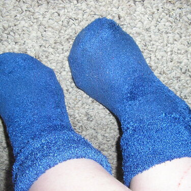 Blue fuzzy socks