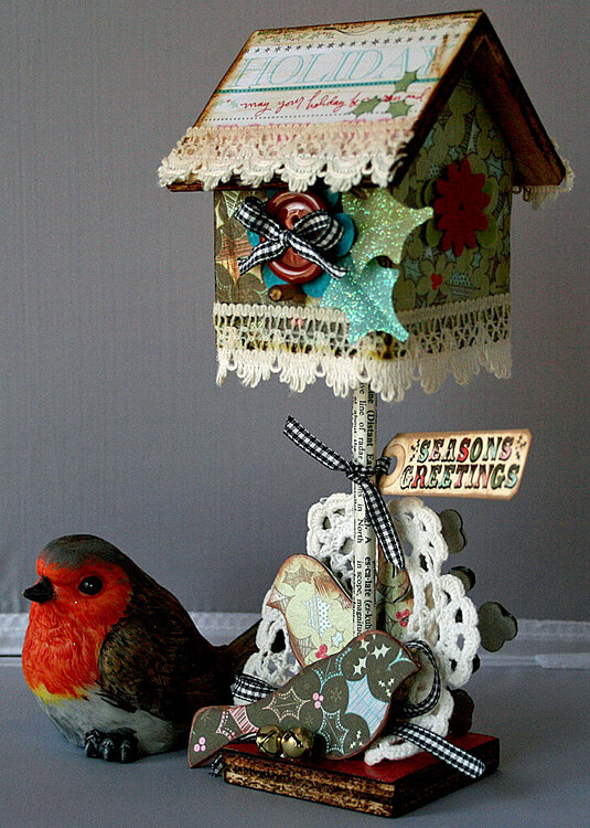 Season&#039;s Greetings Altered Birdhouse**Heidi Grace
