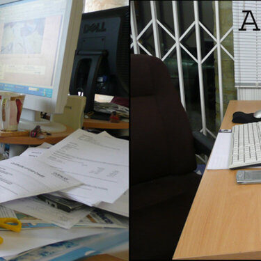My desk before and after