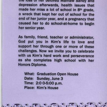 Grad Open House Invitation - Inside