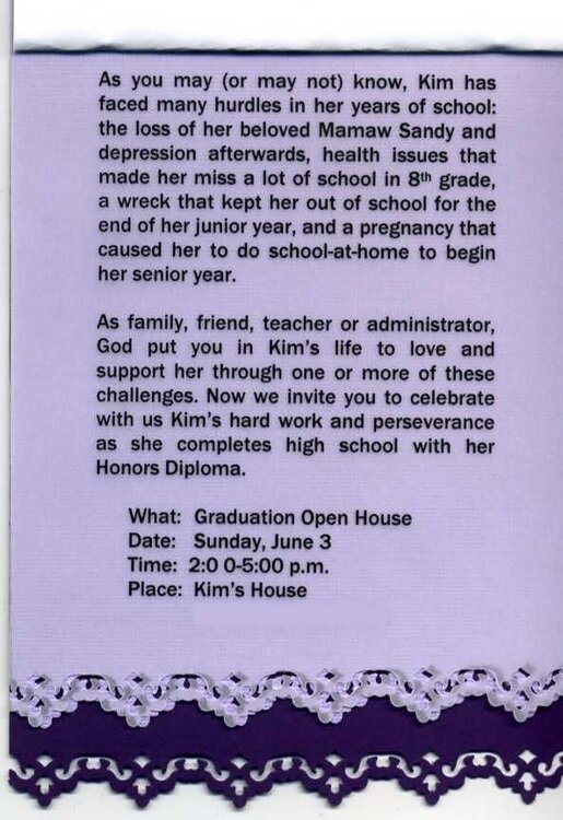 Grad Open House Invitation - Inside