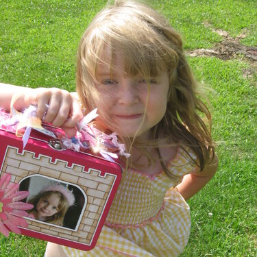 Destiny with her altered lunch box