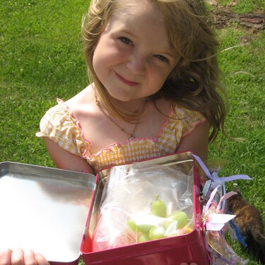 Destiny with her altered lunch box