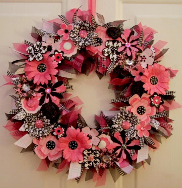 Flower and ribbon wreath