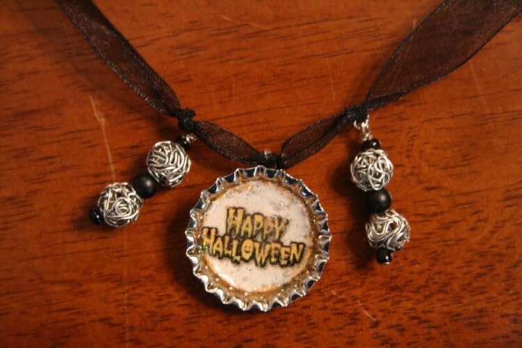 Halloween Bottle cap necklace