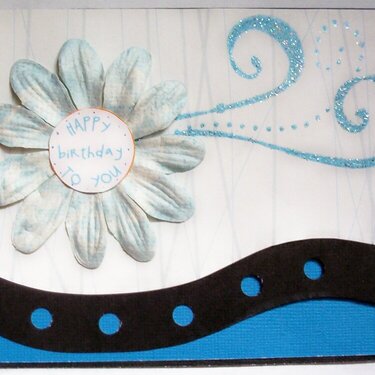 Blue Flower Swirl - Happy Birthday