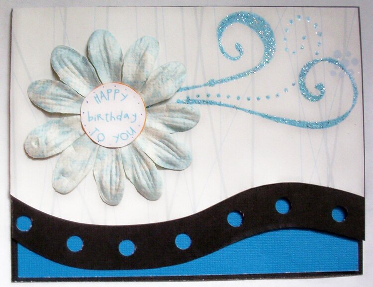 Blue Flower Swirl - Happy Birthday