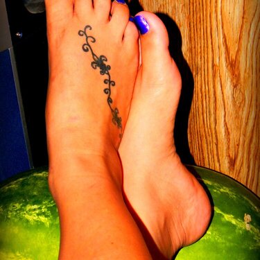 Painted toes and a Watermelon